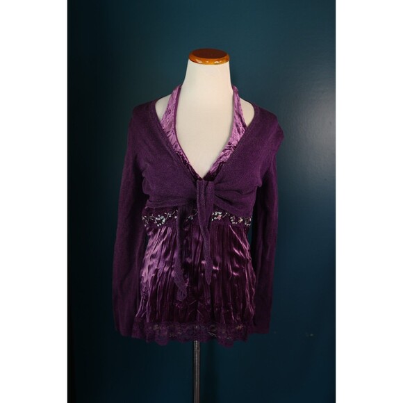 Vintage 2 Lot MixIt Y2K Beaded Crushed Velvet Halter Top Fairy Whimsigoth Grunge - Picture 1 of 12